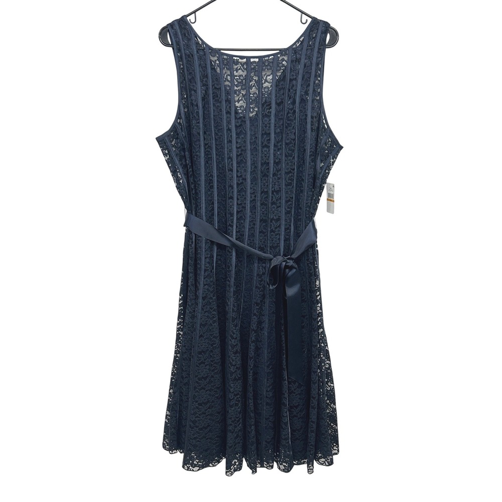 Navy Lace Formal Dress Plus Size Romantic Wedding Guest‎ Cocktail Dress NWT